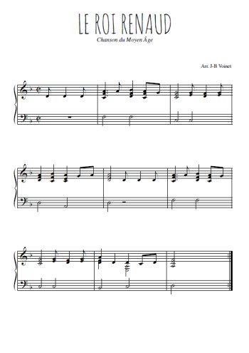 Téléchargez l'arrangement pour piano de la partition de Le roi Renaud en PDF